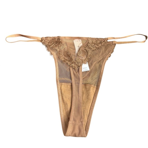 Victoria's Secret Boho Floral Embroidery Thong Panty Brown - Picture 2 of 6